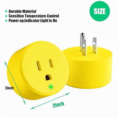 Yellow Thermostatically Controlled Outlet - On at 32°F/Off at 50 °F, Thermostat Plug Outlet, Auto Close, for Chicken Water Coop Heater Heated Water Bowl Bird Bath Deicer Roof Cable (1 Pcs) - style: Yellow 1Pcs