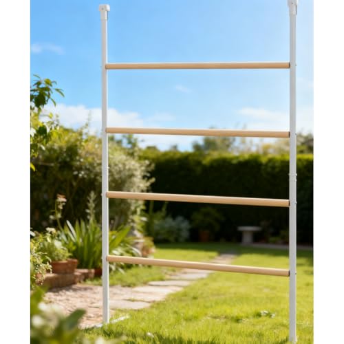 Chicken Roost for Coop, Galvanized Steel & Wood Jungle Gym with Four Height-Adjustable Tiers, 55" L x 33.75" W Roosting Bars for Hens, Ladder for Easy Assembly (22 lbs Capacity)