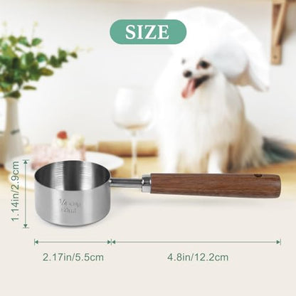 Food Scoop Measuring Cup - 1/4 Cup (4 Tablespoon | 2 Oz. | 60 mL),304 stainless steels,Black walnut long handle - size: 1/4 CUP