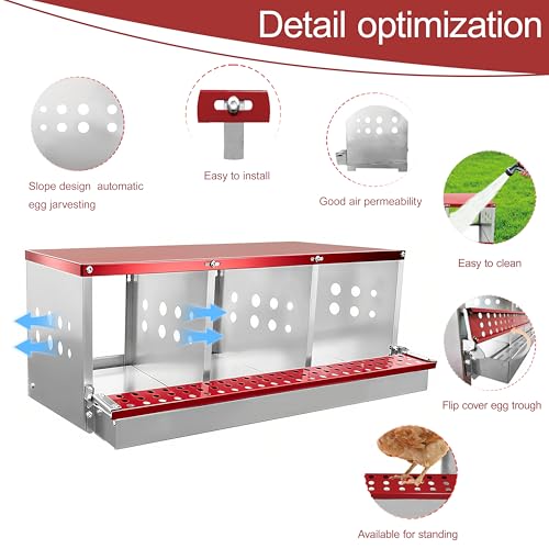 XINYI Chicken Nesting Boxes for Laying Eggs, Metal Coop for 3 Chickens,Roll Away Nesting Boxes,Easy Egg Collection, Brooder Box for Rabbit, Squirrel, Parakeet, Owl, Cockatiel, Robin - size: 3 Compartments