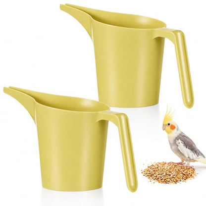 2 Pack Bird Feeder Scoop Set,Pet Food Bird Seed Scoop Large Capacity Suitable Narrow Spout Suitable for Tube Feeders Birds Chicken Livestock Restaurant Kitchen (Beige) - color: Beige