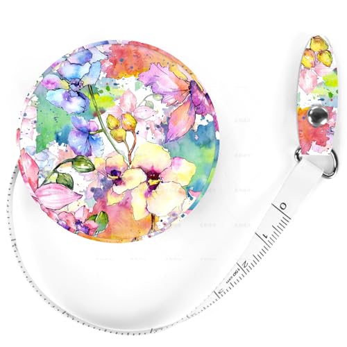 Sewing Tape Measure，Colour Printed Small Retractable Soft Measuring Tape for Tailor Cloth Fabric Body Measurements. - color: Colored Flowers