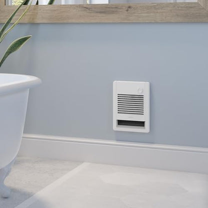 Stelpro Sonoma Wall Fan Heater – 1500W / 120V – 12 3/8″ H × 9 1/16″ W – Refined Compact Design – Silent Comfort, Quick Heat – Built-In Double-Pole (2P) Thermostat – White (ASO1501T2W)