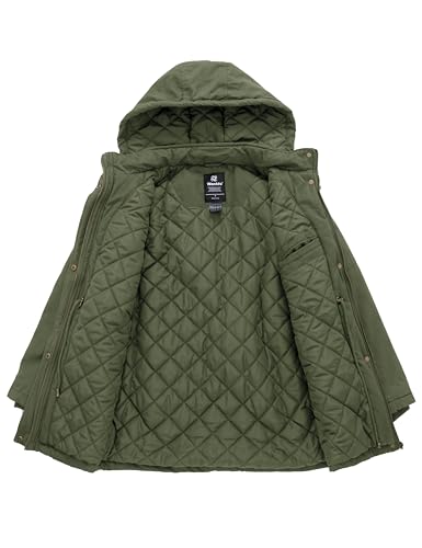 wantdo Women's Winter Coat Warm Anorak Parka Cotton Windproof Jacket with Removable Hood - color: Army Green, size: 3X-Large