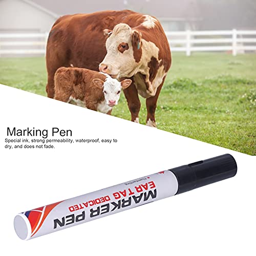 flexman Ear Tag Marking Pen, Waterproof Livestock Ear Tag Pen, Special Ink Penetrates Deep Into the Tag Black Marking Pen for Pigs Sheep Cattle