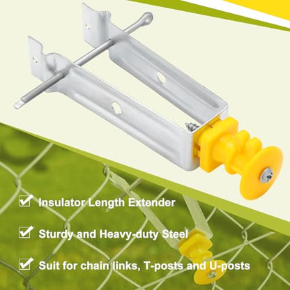 Tondiamo Chain Link Insulator Electric Fence Stainless Steel Insulator T Post Extender Wire Holders for Chain Link and Studded T & U-posts Tubing(Yellow,50 Pcs) - color: Yellow