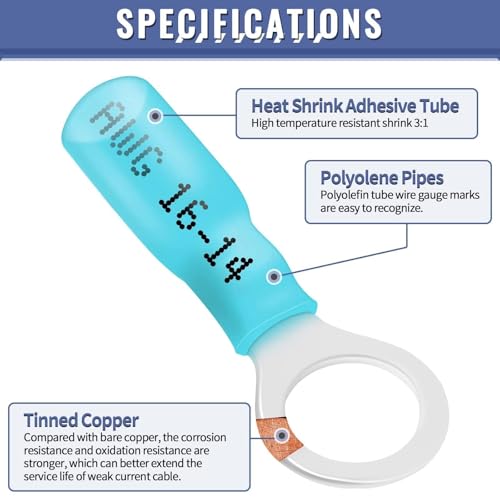 325PCS Marine Grade Heat Shrink Wire Connectors - Sopoby Electrical Connectors Kit of Tinned Red Copper, AWG 22-10 Waterproof Crimp connectors terminals Insulated Ring Fork Spade Butt Splices - size: 325 PCS Kit