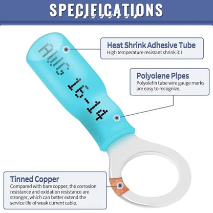 325PCS Marine Grade Heat Shrink Wire Connectors - Sopoby Electrical Connectors Kit of Tinned Red Copper, AWG 22-10 Waterproof Crimp connectors terminals Insulated Ring Fork Spade Butt Splices - size: 325 PCS Kit