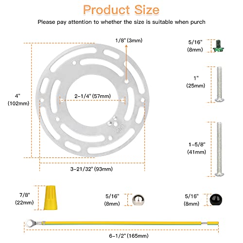 Upgraded Version - 2 Sets 4" Diameter Light Fixture Mounting Bracket, Helunsi Universal Crossbar for Lighting, Ceiling Fan Light Fixture Mounting Plate, Steel Circle Crossbar with Complete Accessories