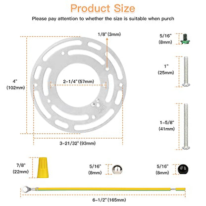 Upgraded Version - 2 Sets 4" Diameter Light Fixture Mounting Bracket, Helunsi Universal Crossbar for Lighting, Ceiling Fan Light Fixture Mounting Plate, Steel Circle Crossbar with Complete Accessories
