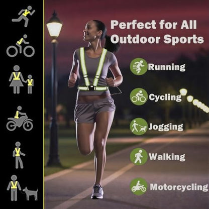 Reflective Strap Safety Vest Gear - 2-10 Pack Adjustable High Visible Reflective Running Gear for Women Men Night - color: Orange x2