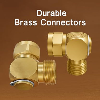 90° Hose Elbow Adapter, Brass 3/4" Garden Hose Connector with PTFE Tape and Washer, Right Angle Anti-Kink, Leak-Proof Fitting for RV, Outdoor Faucets - size: 3/4 Connector