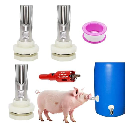 Livestock Waterer Nipple,Leakproof Automatic Feeder - Farm Animal Water Nipple Set for Goat | for Cattle Hogs Goat Horse Calf Dog Drinking Barrel Trough Bucket