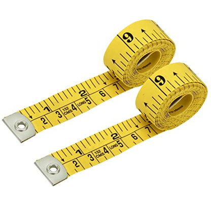 Pack of 2 Fabric Tape Measure, Measuring Tape for Body |Soft Measuring Tape for Sewing Cloth & Weight Loss Medical Body Measurement Nursing Craft 60 inch,150 cm - color: Yellow