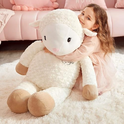 IKASA 30" Giant Sheep Stuffed Animal - Jumbo Soft Kawaii Plush Toy for Kids & Girlfriend (White) - style: Sheep