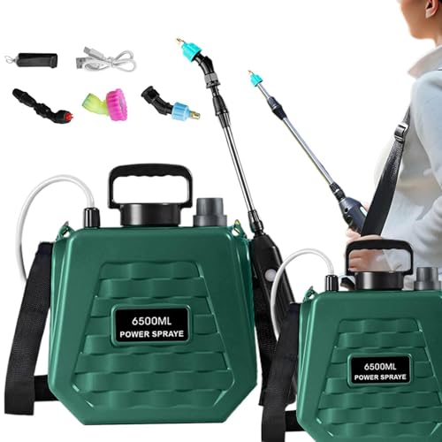 Electric Sprayer | Mister Watering Rechargeable,Power Sprayer with Adjustable Shoulder Strap,for Home Outdoor Plant Agriculture Backyard Yard Lawn Farm - color: 6.5L Army Green