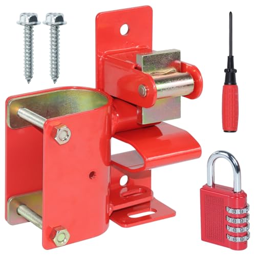 Red One Way Gate Latch – Heavy Duty Farm Gate Latch | Fits Round Tube Gates with 1-5/8" to 2" Tubes – 1-Way Latch with 4-Digit Combination Lock, Ideal for Farms & Pastures - color: 1 Pack Red One Way Gate Latch