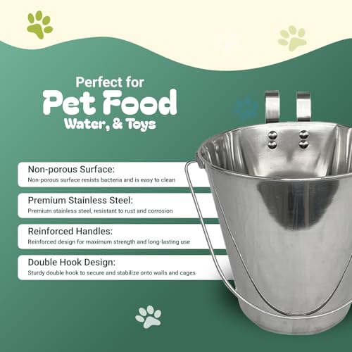 Advance Pet Product Heavy Stainless Steel with 2 Hook Bucket, 1 Quart Flat - size: 1 Quart
