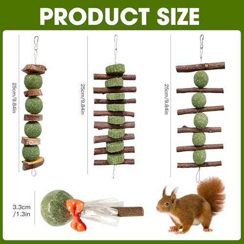 Jorewood 3 Pcs Bunny Chew Toys with 3 Pcs Rabbit Chew Lollipop for Teeth Grinding, Improve Dental Health, Treats for Rabbits Guinea Pigs Chinchillas Bunnies Hamsters - size: 6 count