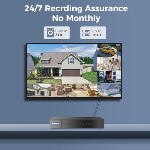 Hiseeu 4K Wired Security Camera System with Audio,Smart Color Night Vision,3TB Hard Drive,AI Human/Vehicle Detection,8PCS 8MP IP67 Weatherproof Home CCTV Cameras,Indoor/Outdoor Surveillance DVR Kit - color: White 8 CH