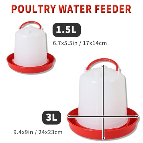 2 Pack 1.5L Chick Waterer with Handle – Poultry Drinker Set for Chicks, Ducks, Turkeys, and Small Farm Birds | Plastic Water Dispenser for Coop