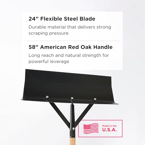 SCENIC ROAD Farm & Ranch Scraper Tool – Heavy Duty Ice Scraper with 24" Steel Blade & 58" Handle Floor Scraper – Metal Scraper for Driveway Ice, Barn, Paint or Wood – Made in USA (Model SR24SPRNG) - size: 24-inch Spring Steel