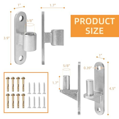 4 Set Heavy Duty Gate Hinges, Wall Mount Gate Hinges 5/8'' Pin Fence Post Hinge Set for Wooden or Concrete Fence Gate (Silver, Screws Included) - color: Silver-4 Pairs
