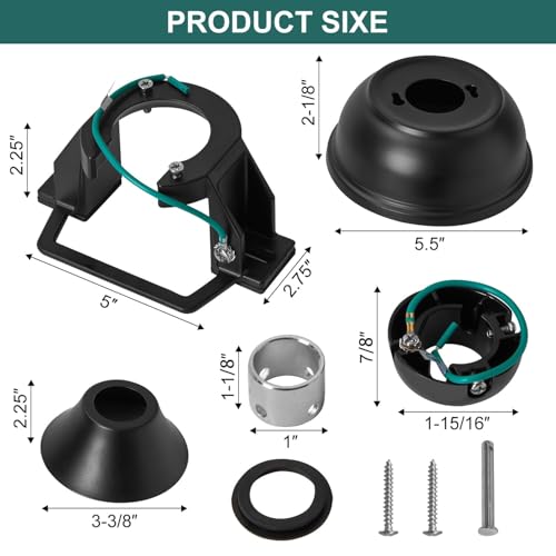 5-Piece Sloped Ceiling Fan Mount Bracket Kit – Universal Black Ceiling Fan Adapter for Most Fans, Includes Mounting Bracket, Hanger Ball, Canopy, Screw Cover & Hardware