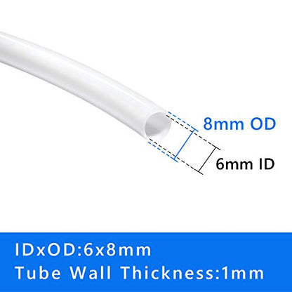 Quickun PTFE Teflon Tubing, 6mm ID x 8mm OD, 3.3ft Length, White, for 3D Printer - size: 6mm x 8mm, style: 3.3Ft Length