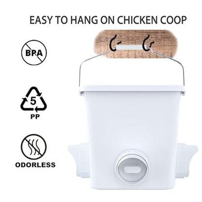 Large Automatic Chicken Feeder and Waterer Set Hanging Chicken Water Feeder Poultry Feed Bucket - color: White, size: 2.6 Gal Feeder & Waterer