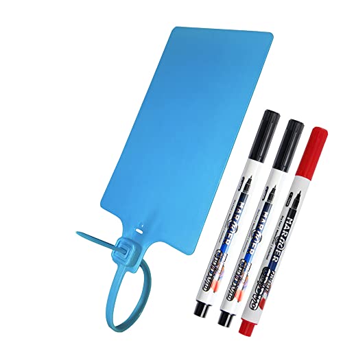 200Pcs Plastic Seals Shipping Label Tags, Writable Marker Big Sign Tie for Logistics, 255mm Total Length Self Locking Inventory Waterproof Tag Fastener (Blue) - color: Blue(200)