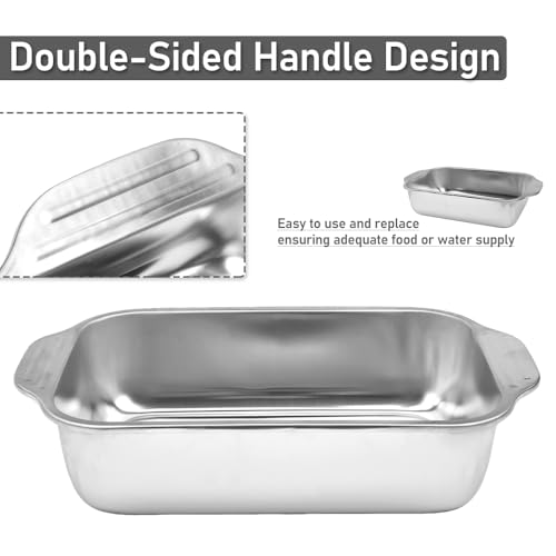 2 Pack Heavy Duty Metal Chicken Feeder Trough Water Feeder Large Capacity Feed Pan Trough Bucket with Handle for Chicken Duck Pig Deer Poultry Livestock