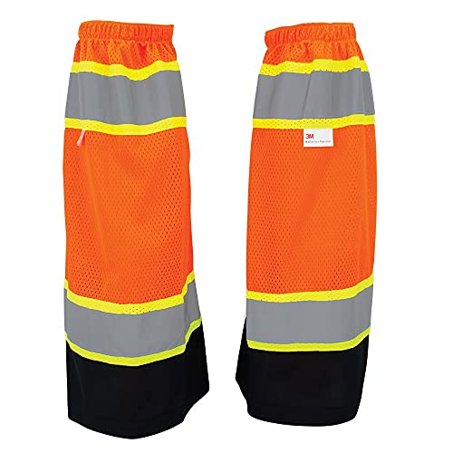 GGS Leg Gaiters - High Visibility Mesh with Reflective Tape, Lightweight Safety Gear for Hunting, Construction/Roadwork, Outdoor Projects, Universal Fit, Orange - color: High-visibility Orange, style: Mesh Polyester