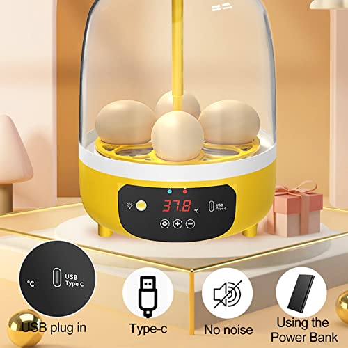 Tissting Mini Egg Incubator, Digital Incubators for Hatching Chicks, Holds 4 Eggs, Automatic Turner with Temperature and Humidity Control