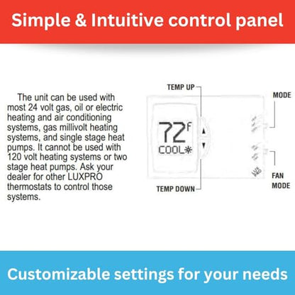 Lux Pro PSD111B Non-Programmable Thermostat for Home Use; 1 Heat, 1 Cool - size: PSD111B- Single