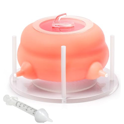 200ml Silicone Multi-Pet Milk Feeder with 4 Nipples(Pink) | Feeds 4 pets at once! Silicone, Stable base, Smooth milk flow. Leak-proof needles seal unused nipples. Includes syringe. - color: Pink, size: 200ml