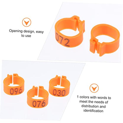 UPKOCH 100pcs Pigeon Foot Rings Numbered Leg Bands for Bird Identification Durable Clip Rings for Pigeons Parakeets and Poultry Easy to Use Bright - color: Orange
