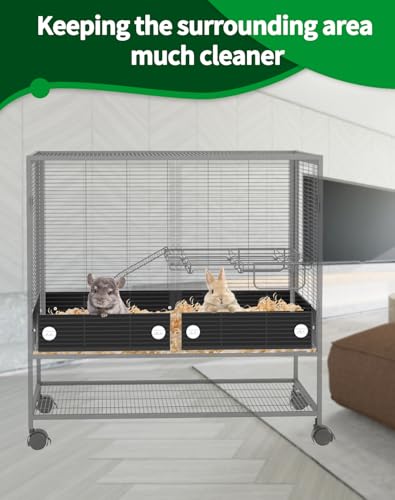 C-LIGHT Ferret Cage Scatter Guard Set, Anti-Splash Barrier for Ferret Nation & Critter Nation Cages, Rustproof Aluminum Urine Guard Chinchilla Cage Accessories, Blocks Waste/Food/Falling Debris