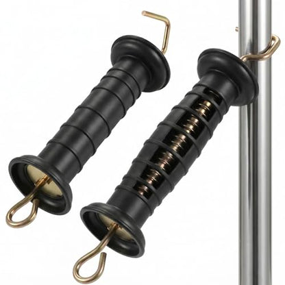 1 Pack Plastic Electric Fence Gate Handles with Spring, Black Insulated Electric Fence Accessories with Poly Tape Buckle Electrics Fences Supplies Spring Handle 11 X 2.4 X 1.6 Inch