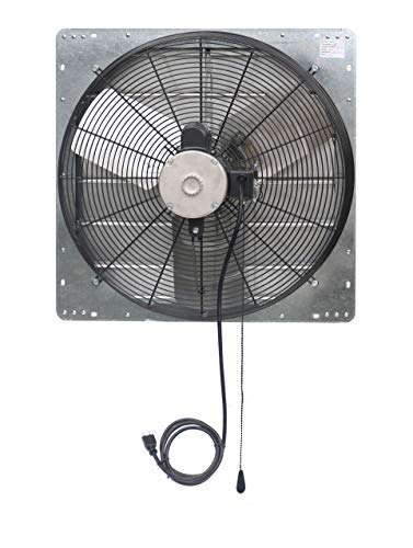 iLIVING ILG8SF24V-T 24 inch Shutter Exhaust Attic Garage Grow, Ventilation Fan with 2 Speed Thermostat 6 Foot Long 3 Plugs Cord, 24" - Variable, Silver - size: 24 In.
