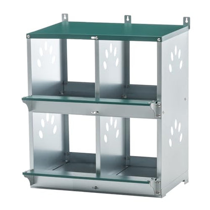 10-Bay Galvanized Steel Nesting Box for Chickens and Ducks, Wall-Mounted Poultry Laying Coop with Ventilation, Durable Rust-Resistant Design for Backyard Farms (4-Hole,Green) - color: 4-Hole,Green