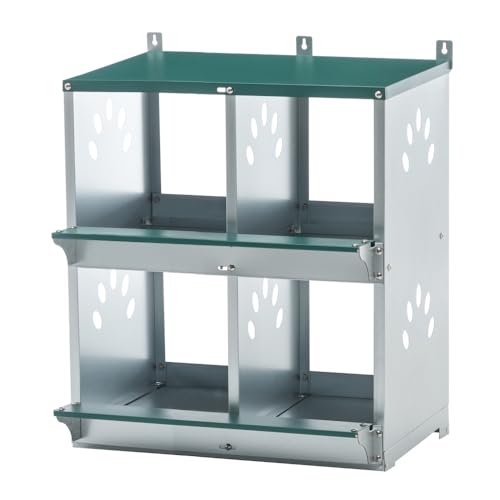 Durable Metal Chicken Nesting Box for Hens – Wall-Mounted Poultry Nest with Ventilation, Easy-Clean Design for Backyard Coops (4-Hole,Green)