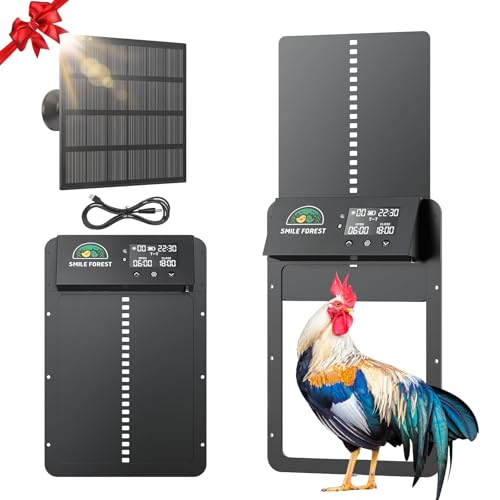 Automatic Chicken Coop Door with Timer & Light Sensor, Solar Chicken Coop Door with Multiple Modes, Automatic Chicken Door with LCD Display