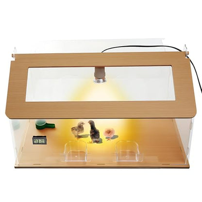 Brooder Box for Chick 40-50,5-in-1 Chick Starter Kit,Includes Brooder Heat Lamp 2,Baby Chicken Box,Chicken Feeder,Waterer,Thermo-Hygrometer