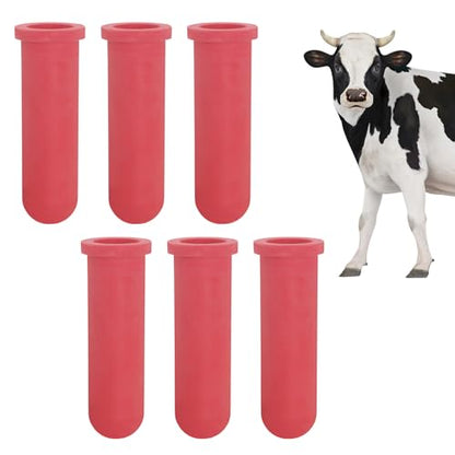6PCS Calf Feeder Pacifier Teats Soft Rubber Feeding Teats for Cattle Horse Donkey Nursing Bottle Nipples Farm Animal Feeding Supplies (RED) - color: RED