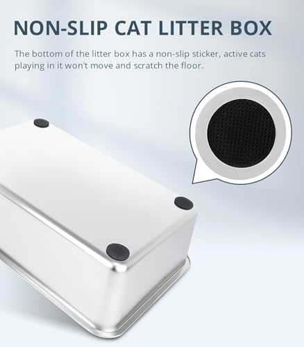 WENBOKMIN Stainless Steel Cat Litter Box, 6in Cat Litter Pan for Cats and Rabbits, Metal Litter Box High Sides Nonstick Odor Control Anti-Corrosion - size: 20" L x 14" W x 6" H