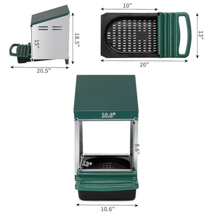 Chicken Nesting Boxes with Rollout Egg Collection and Protection Tray, 1 Compartment Hen Roosting Boxes, Easy to Clean and Ventilate, Steel & Plastic, Heavy Duty Laying Box with Perch Cover, Green - size: 20.5x10.6x18.5in