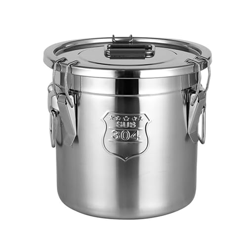 Milk Barrel, 304 Stainless Steel Airtight Canister Milk Can with Lid Airtight Barrel Grain Containers Bucket Storage Containers for Kitchen,25 * 25Cm,40 * 40Cm - size: 40*40cm