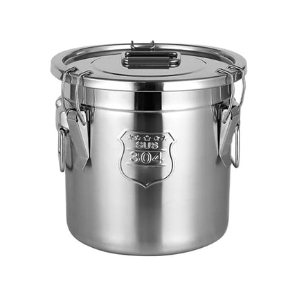 Milk Barrel, 304 Stainless Steel Airtight Canister Milk Can with Lid Airtight Barrel Grain Containers Bucket Storage Containers for Kitchen,25 * 25Cm,40 * 40Cm - size: 40*40cm