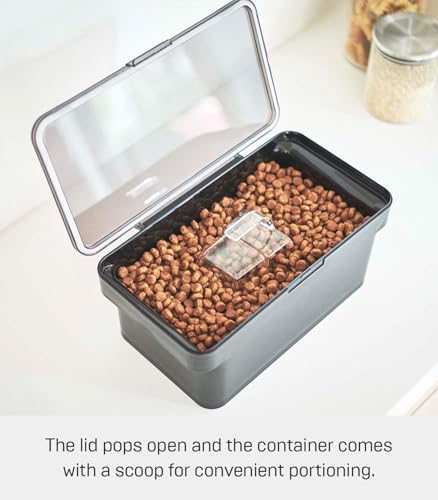YAMAZAKI Home Tower Airtight Pet Food Storage Container - Cat And Dog Food Holder Bin With Transparent Lid And Handle - Small - Polypropylene - 0.8 Gallons, 3 Liters - color: Black, size: Small